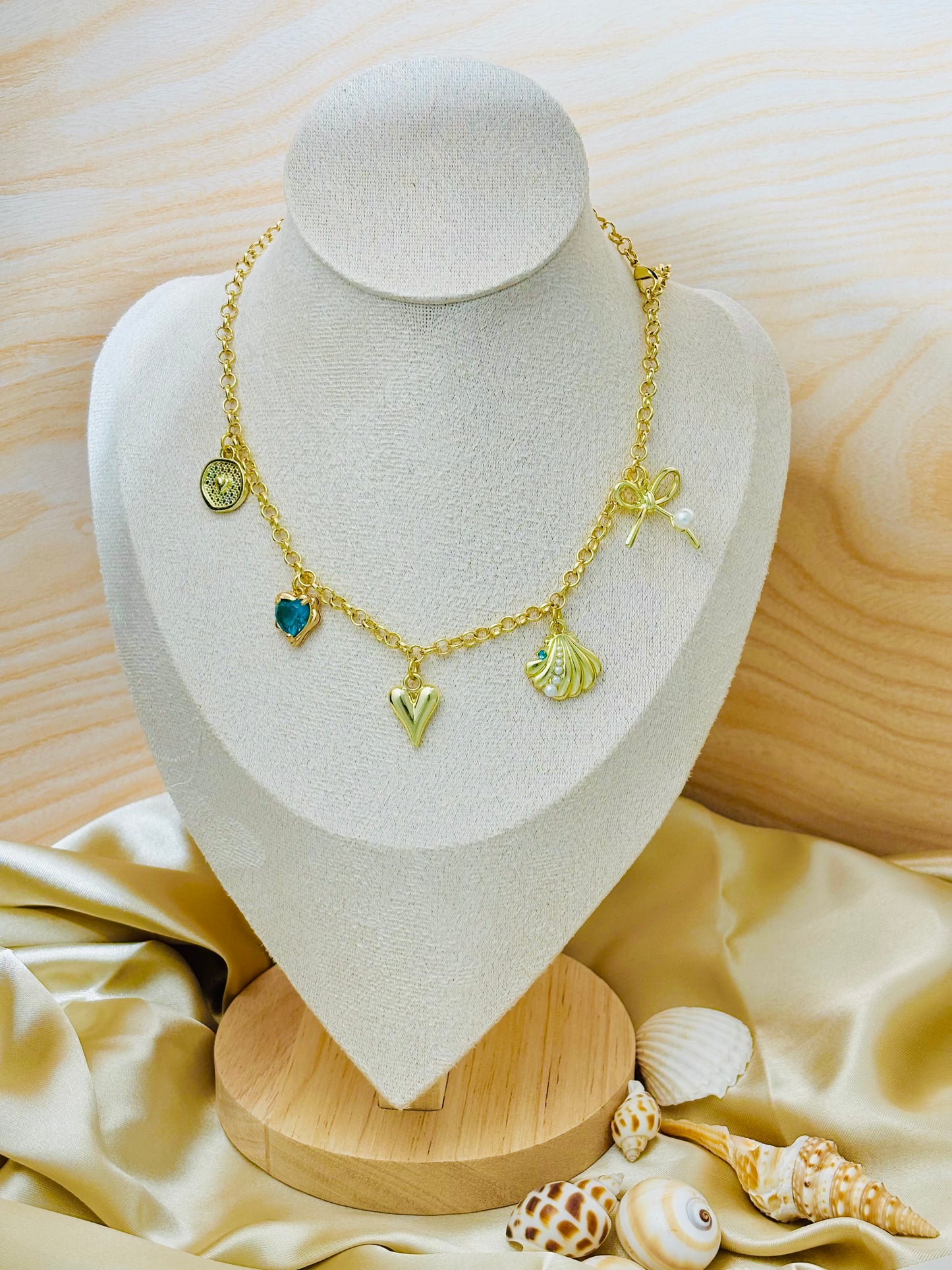 Ocean Heart Charm Necklace