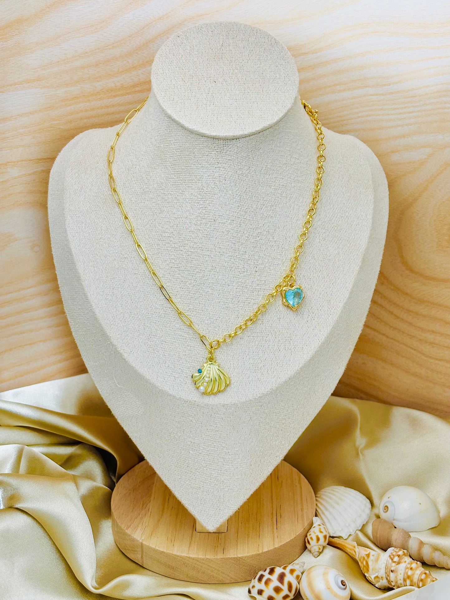 Pearl Blue Charm Necklace