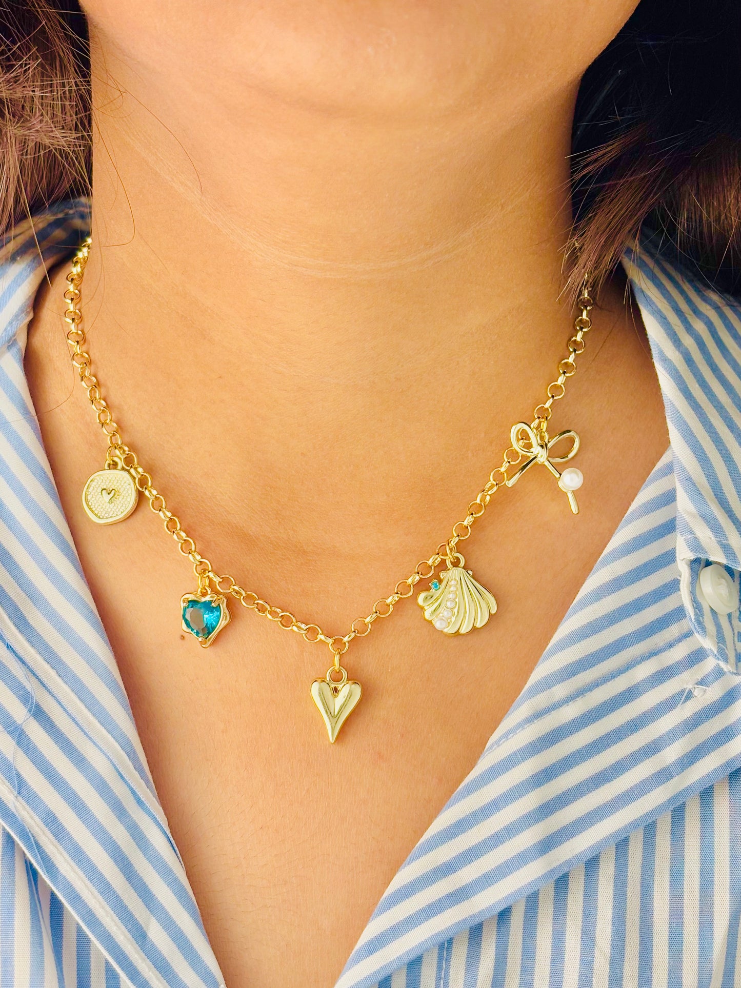 Ocean Heart Charm Necklace