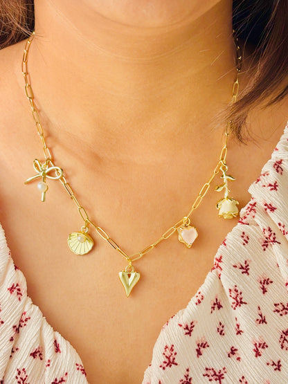 Blush and Bow Charm Necklace