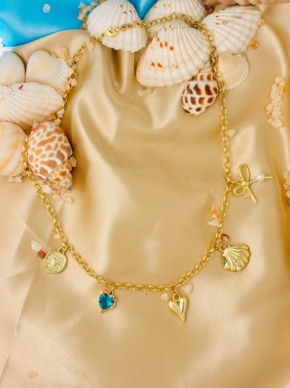 Ocean Heart Charm Necklace