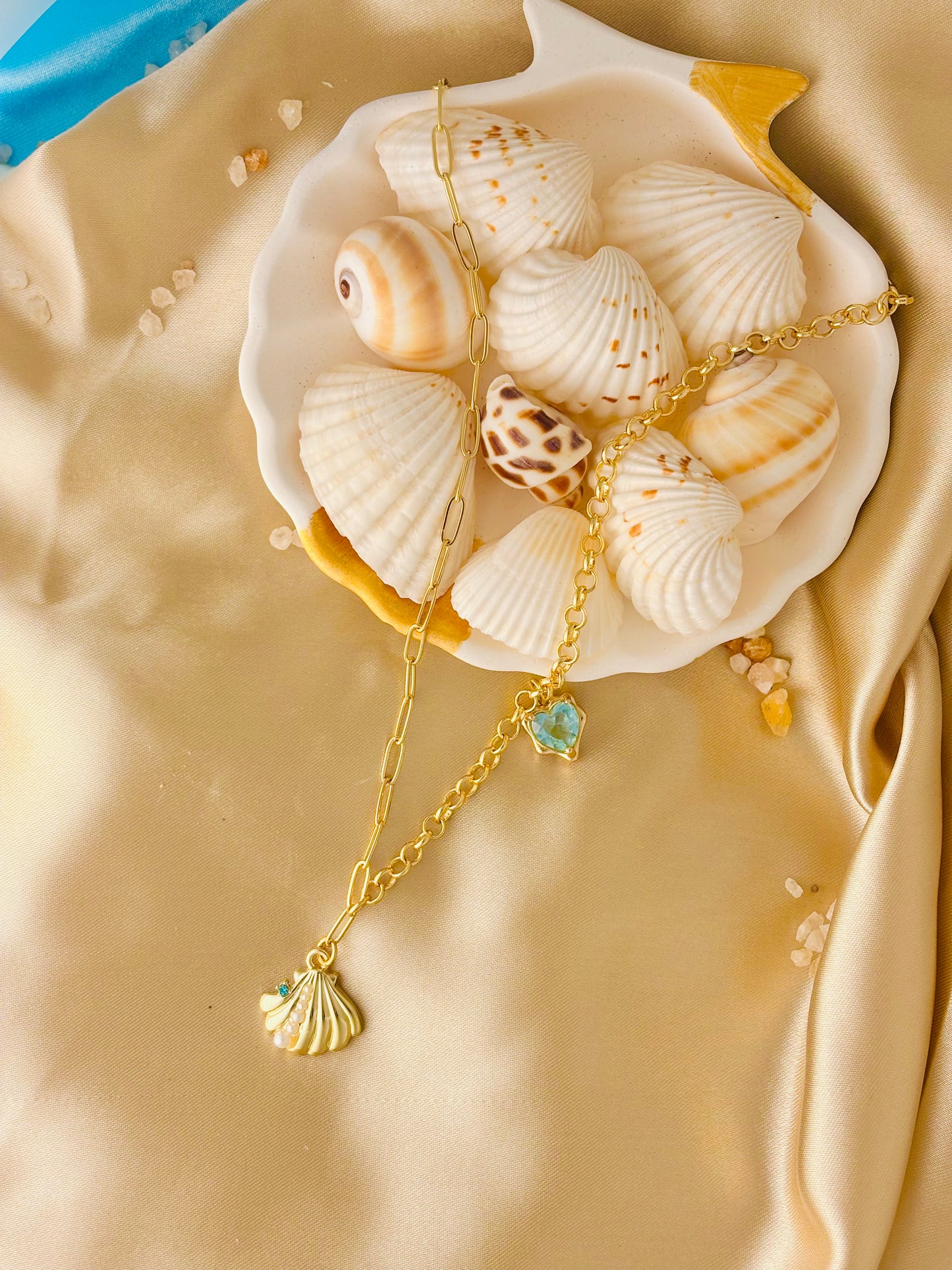 Pearl Blue Charm Necklace